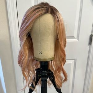 Gorgeous Human Hair Wig by Louis Ferre. Custom Colored Rose Gold.